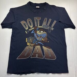 Vintage Tasmanian Devil Shirt Do it All Dad Looney Tunes Size‎ Large Navy Blue